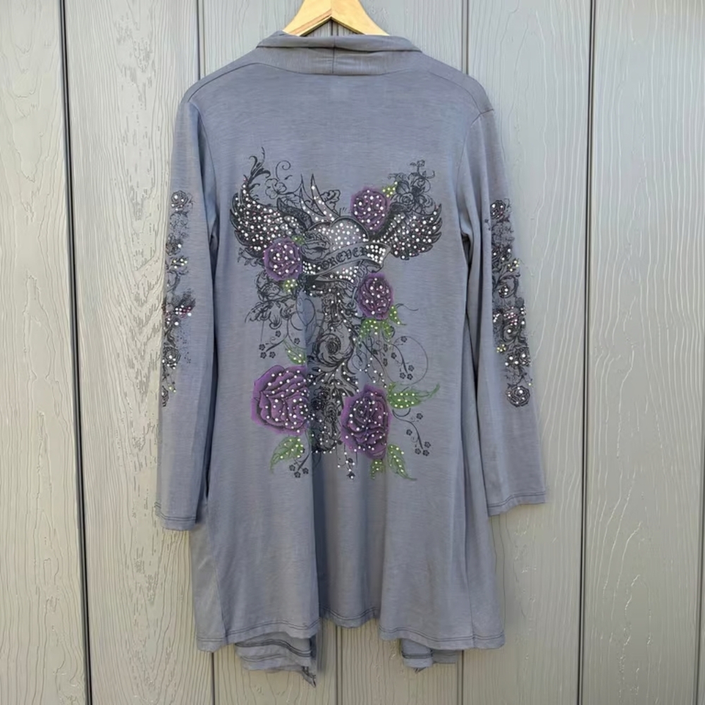 Women's Gray Embellished Top